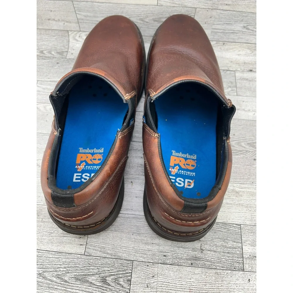 Timberland PRO Slip On Leather ESD Work Shoes Mens 14W‎ Brown Slip Resistant